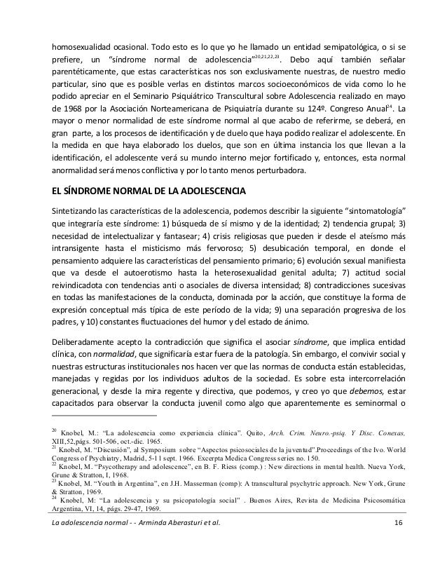 el sindrome de la adolescencia normal arminda aberastury